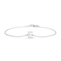 Pavé Initial Bracelet - E in 925 Sterling Silver with White Premium Zirconia