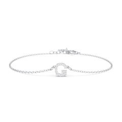 Pavé Initial Bracelet - G – 18K Gold Plated Silver with White Premium Zirconia