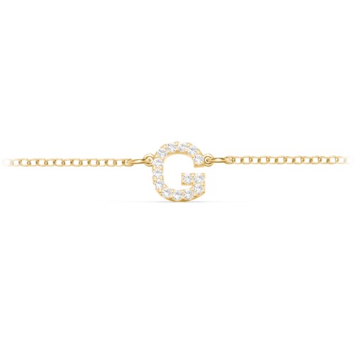 Pavé Initial Bracelet - G – 18K Gold Plated Silver with White Premium Zirconia