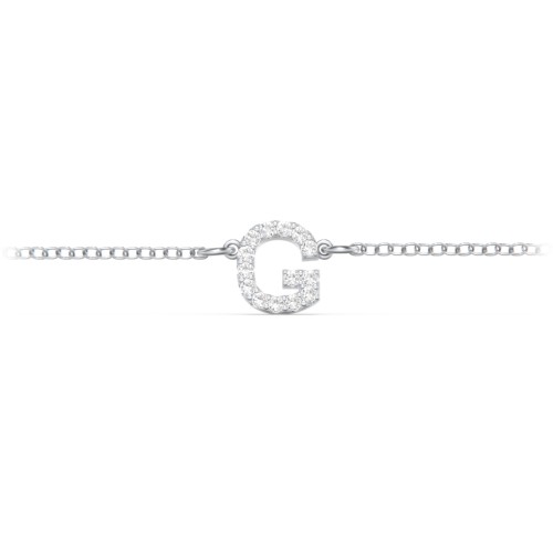 Pavé Initial Bracelet - G – Sterling Silver with White Premium Zirconia
