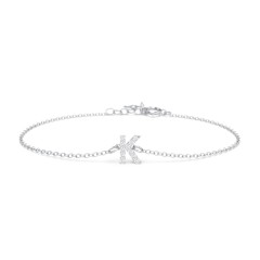 Pavé Initial Bracelet - K – Sterling Silver with White Premium Zirconia