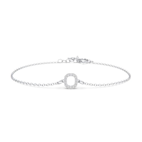 Pavé Initial Bracelet - O – Sterling Silver with White Premium Zirconia