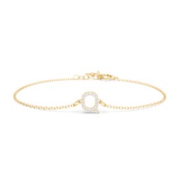 Pavé Initial Bracelet - Q in 18K Gold Plated Silver with White Premium Zirconia