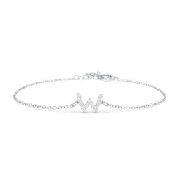 Pavé Initial Bracelet - W in 925 Sterling Silver with White Premium Zirconia