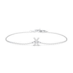 Pavé Initial Bracelet - X in 925 Sterling Silver with White Premium Zirconia