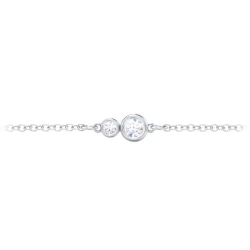 Generations 2-Stone Bezel Set Mother's Bracelet – Sterling Silver with Diamond