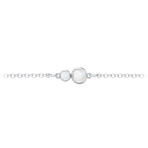 Generations 2-Stone Bezel Set Mother's Bracelet – Sterling Silver with Opal