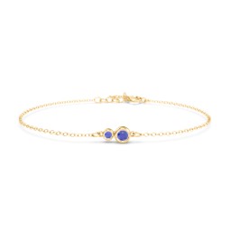 Generations 2-Stone Bezel Set Mother's Bracelet in 18K Gold Plated Silver with Blue Sapphire