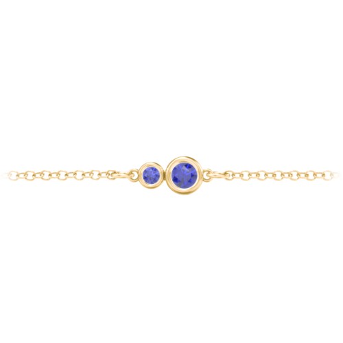 Generations 2-Stone Bezel Set Mother's Bracelet – 18K Gold Plated Silver with Blue Sapphire