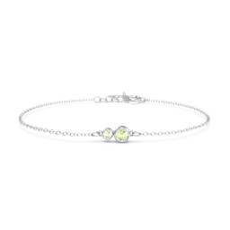 Generations 2-Stone Bezel Set Mother's Bracelet in 925 Sterling Silver with Peridot