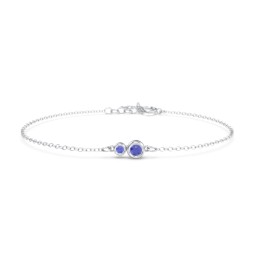 Generations 2-Stone Bezel Set Mother's Bracelet in 925 Sterling Silver with Blue Sapphire