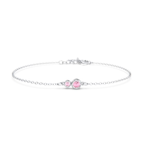 Generations 2-Stone Bezel Set Mother's Bracelet – Sterling Silver with Pink Tourmaline