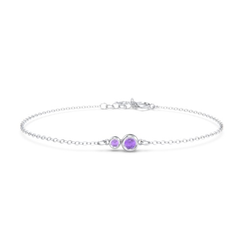 Generations 2-Stone Bezel Set Mother's Bracelet – Sterling Silver with Amethyst