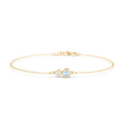 Generations 2-Stone Bezel Set Mother's Bracelet in 10K Solid Yellow Gold with Blue Topaz