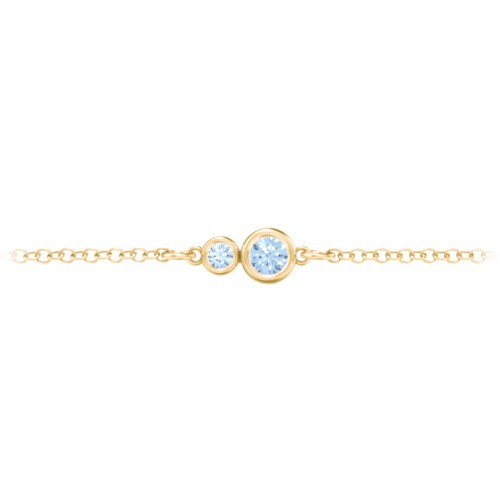 Generations 2-Stone Bezel Set Mother's Bracelet – 10K Yellow Gold with Blue Topaz