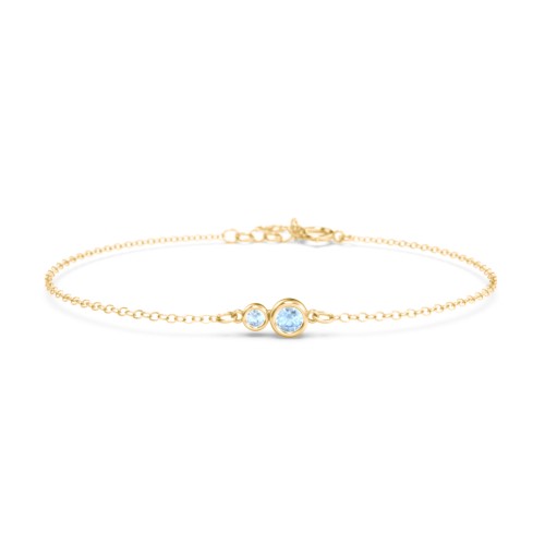 Generations 2-Stone Bezel Set Mother's Bracelet – 10K Yellow Gold with Blue Topaz