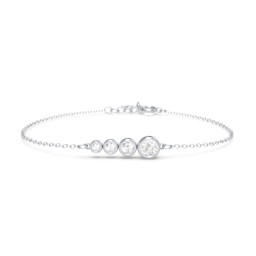 Generations 4-Stone Bezel Set Mother's Bracelet in 925 Sterling Silver with Cubic Zirconia