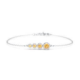 Generations 4-Stone Bezel Set Mother's Bracelet in 925 Sterling Silver with Citrine