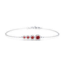Generations 4-Stone Bezel Set Mother's Bracelet in 925 Sterling Silver with Garnet
