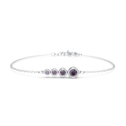 Generations 4-Stone Bezel Set Mother's Bracelet in 925 Sterling Silver with Alexandrite
