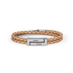 Engravable Sterling Silver Rectangle Leather Bracelet – Sterling Silver