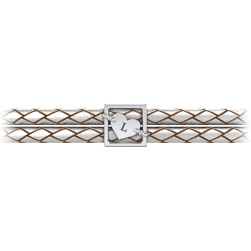 Engravable Sterling Silver Framed Heart Leather Bracelet – Sterling Silver