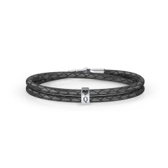 Engravable Sterling Silver Tag with Heart Leather Bracelet – Sterling Silver