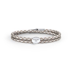 Engravable Sterling Silver Speech Bubble Leather Bracelet – Sterling Silver