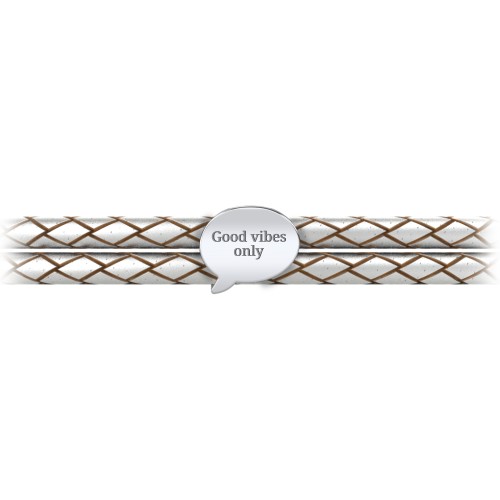 Engravable Sterling Silver Speech Bubble Leather Bracelet – Sterling Silver