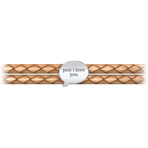 Engravable Sterling Silver Speech Bubble Leather Bracelet