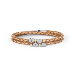 Engravable Sterling Silver Heart & Gemstone Leather Bracelet - 4 in 925 Sterling Silver with Citrine