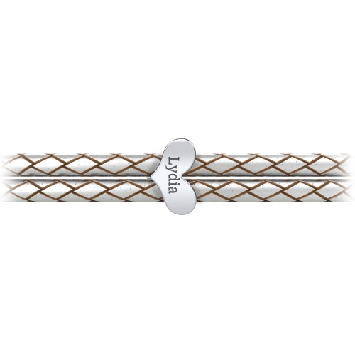 Engravable Sterling Silver Heart Leather Bracelet