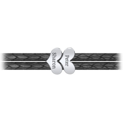 Engravable Sterling Silver Heart Leather Bracelet - 2 – Sterling Silver