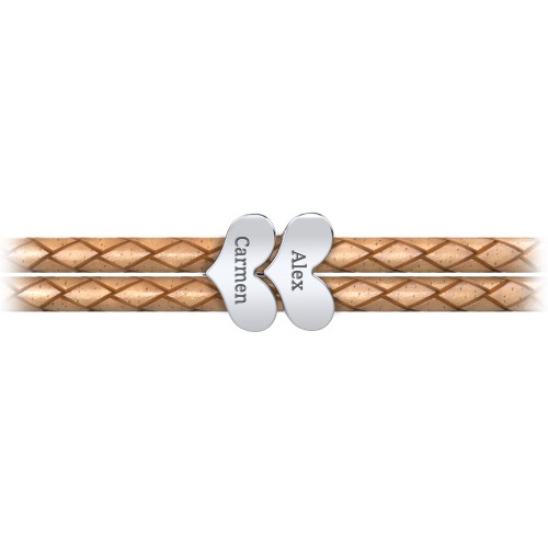 Engravable Sterling Silver Heart Leather Bracelet - 2