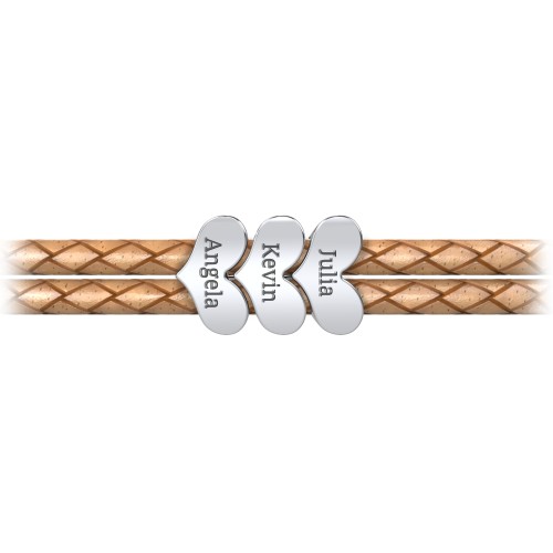 Engravable Sterling Silver Heart Leather Bracelet - 3