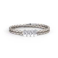 Engravable Sterling Silver Heart Leather Bracelet - 4