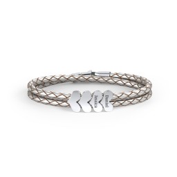 Engravable Sterling Silver Heart Leather Bracelet - 4