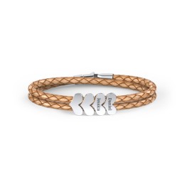 Engravable Sterling Silver Heart Leather Bracelet - 4
