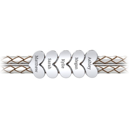 Engravable Sterling Silver Heart Leather Bracelet - 5 – Sterling Silver