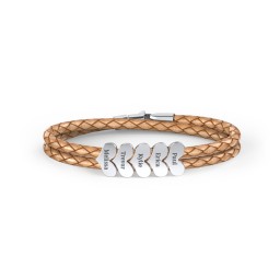 Engravable Sterling Silver Heart Leather Bracelet - 5 in 925 Sterling Silver