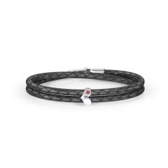 Engravable Sterling Silver Gemstone Heart Leather Bracelet