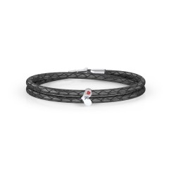 Engravable Sterling Silver Gemstone Heart Leather Bracelet – Sterling Silver with Citrine