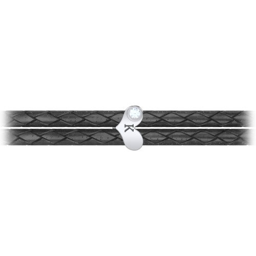 Engravable Sterling Silver Gemstone Heart Leather Bracelet – Sterling Silver with Aquamarine