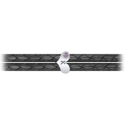 Engravable Sterling Silver Gemstone Heart Leather Bracelet – Sterling Silver with Alexandrite