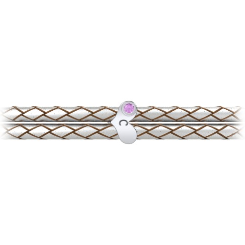 Engravable Sterling Silver Gemstone Heart Leather Bracelet – Sterling Silver with Amethyst