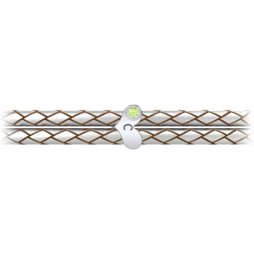 Engravable Sterling Silver Gemstone Heart Leather Bracelet