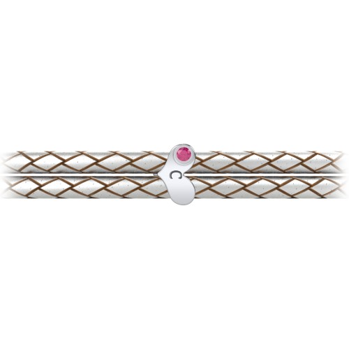 Engravable Sterling Silver Gemstone Heart Leather Bracelet – Sterling Silver with Ruby