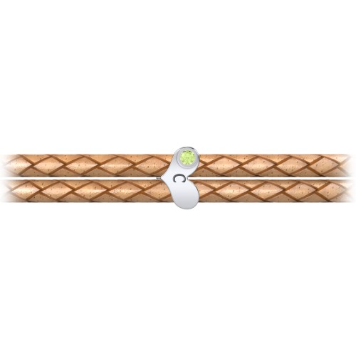 Engravable Sterling Silver Gemstone Heart Leather Bracelet