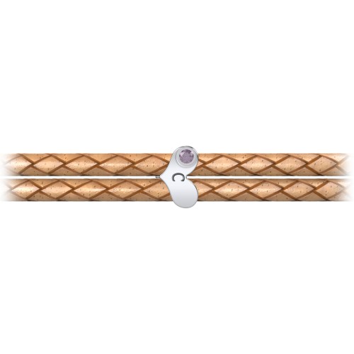 Engravable Sterling Silver Gemstone Heart Leather Bracelet – Sterling Silver with Alexandrite