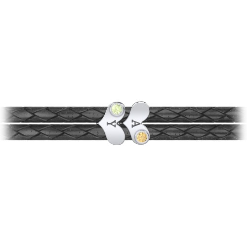 Engravable Sterling Silver Gemstone Heart Leather Bracelet - 2 – Sterling Silver with Citrine and Peridot